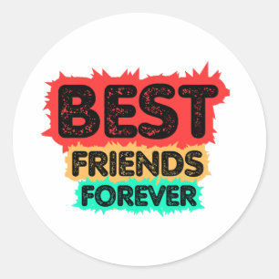 BESTE FREUNDE FÜR IMMER RETRO-FREUNDE, FREUNDSCHAF RUNDER AUFKLEBER
