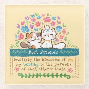 Beste Freunde-Gärten - Paisley & Mignon Katzen Glasuntersetzer