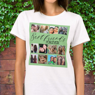 Beste Freunde Grüne moderne Fotocollage T-Shirt