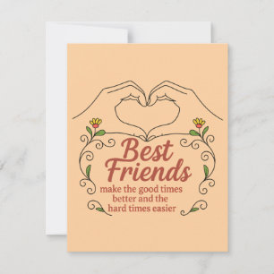 Beste Freunde Herz Hände Florales Dankeschön-Karte Dankeskarte
