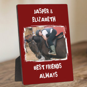 Beste Freunde immer Pferdefoto bordeauxrot und wei Fotoplatte
