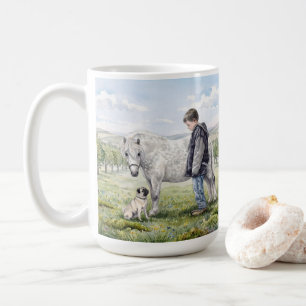 Beste Freunde - Kind mit Pony und Hund in einem Ob Kaffeetasse