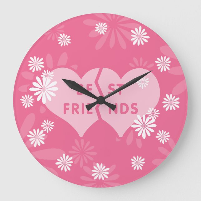 Beste Freunde Linked Hearts Große Wanduhr (Vorderseite)
