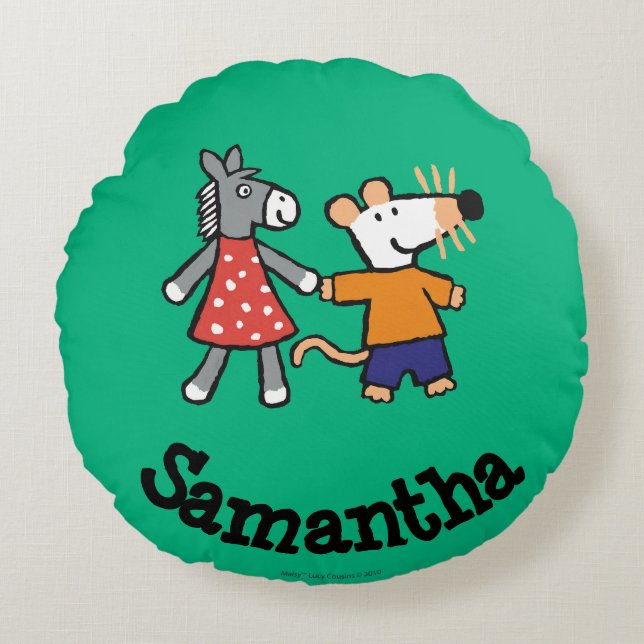 Beste Freunde Maisy und Dotty Griff-Hände Rundes Kissen (Vorderseite)