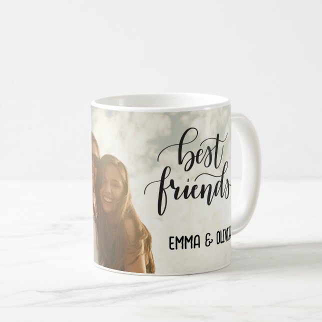 Beste Freunde personalisiertes Foto und Name Kaffeetasse (VorderseiteRechts)