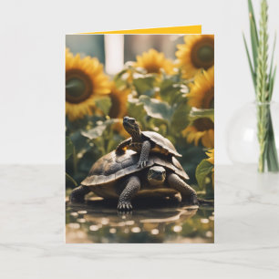Beste Freunde Schildkröten und Sonnenblumen Geburt Feiertagskarte