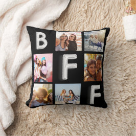 Beste Freunde Schwarz-Silber-Foto-Collage Kissen