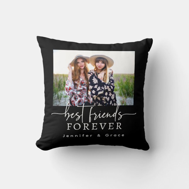 Beste Freunde Schwarzer Throw Kissen (Vorderseite)