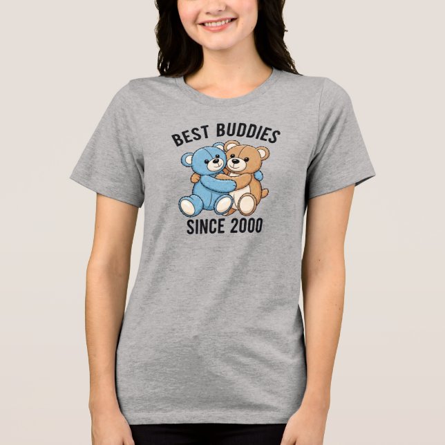 Beste Freunde seit 2000 Teddybären Tri-Blend Shirt (Vorderseite)