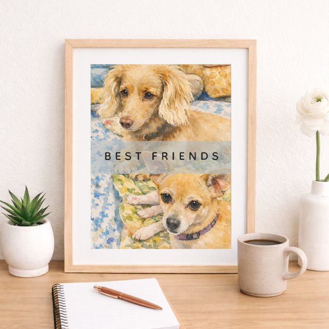 Beste Freunde Süße Hunde Wasserfarben Poster (Von Creator hochgeladen)