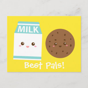 Beste Freunde, süße Milch und Kekse Postkarte