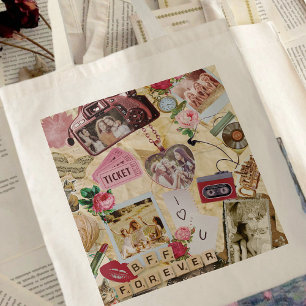 Beste Freunde süße Scrapbook-Art-Fotocollage BFF Tragetasche