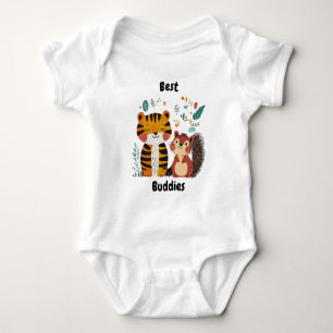 Beste Freunde Tiger und Eichhörnchen, süße Bildung Baby Strampler