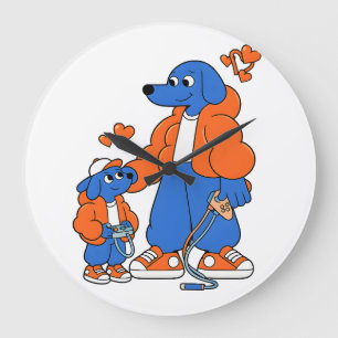 Beste Freunde: Vater-und-Sohn-Blue-Dog-Duo ( Orang Große Wanduhr