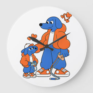Beste Freunde: Vater-und-Sohn-Blue-Dog-Duo ( Orang Große Wanduhr
