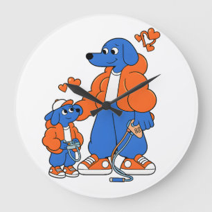 Beste Freunde: Vater-und-Sohn-Blue-Dog-Duo ( Orang Große Wanduhr