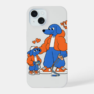 Beste Freunde: Vater-und-Sohn-Blue-Dog-Duo ( Orang iPhone 15 Hülle