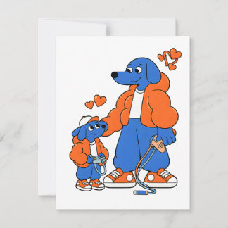 Beste Freunde: Vater-und-Sohn-Blue-Dog-Duo ( Orang Mitteilungskarte