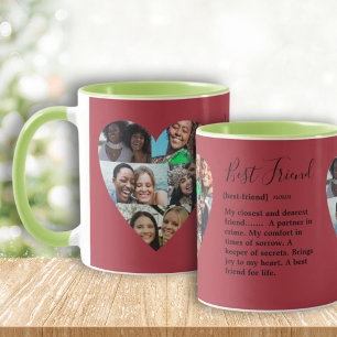 Beste Freunde Zitat Foto Herz Collage Bunt Tasse