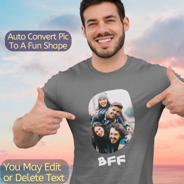 BESTE FREUNDIN Best Friends Forever Besties Custom T-Shirt (Upload your photo and it will be automatically transformed to a fun Curve Shape.)