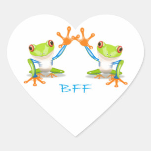 BESTE FREUNDIN Best Friends Forever Frogs Heart St Herz-Aufkleber