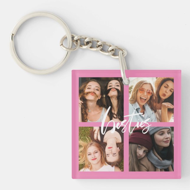 beste Freundin Best Friends Foto Geschenk pink Schlüsselanhänger (Vorderseite)