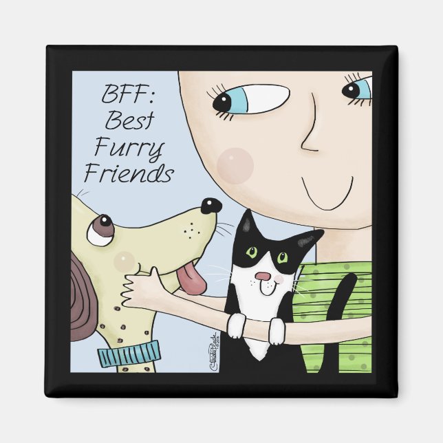 BESTE FREUNDIN: Beste Furry Freunde mit Hund und K Magnet (Vorne)