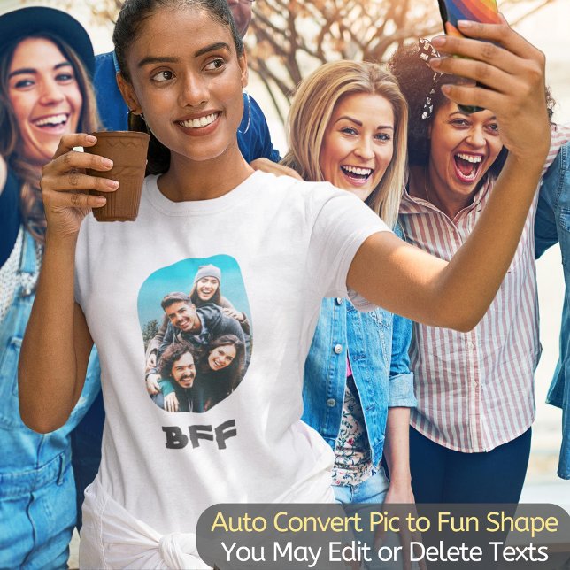 BESTE FREUNDIN Besties Best Friends Forever Cooles T-Shirt (Upload your photo and it will be automatically transformed to a fun Curve Shape.)