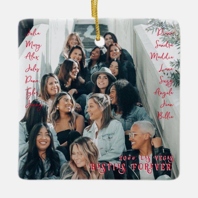 BESTE FREUNDIN Besties Forever Girl Trip Name Foto Keramikornament (Vorderseite)