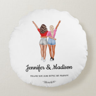 Beste Freundin Besties Freundschaft Individuelle N Rundes Kissen