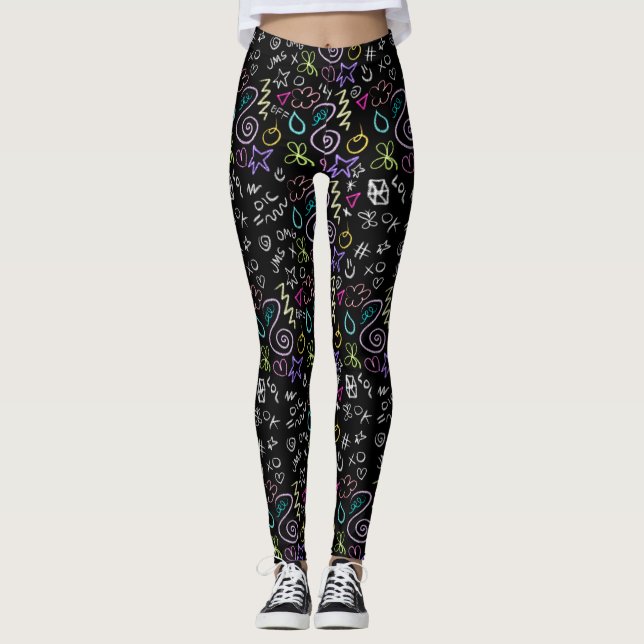BESTE FREUNDIN Doodles - Imitate Glitzer Muster Leggings (Vorderseite)