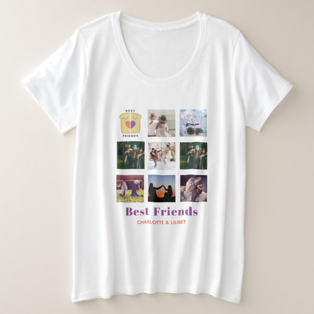 BESTE FREUNDIN Foto Collage Geschenk Peanutbutter  Große Größe T-Shirt (Design vorne)
