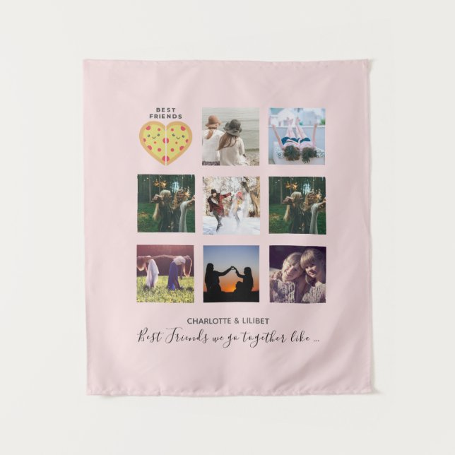 BESTE FREUNDIN Foto Collage Geschenke Dusty Pink P Wandteppich (Vorderseite)