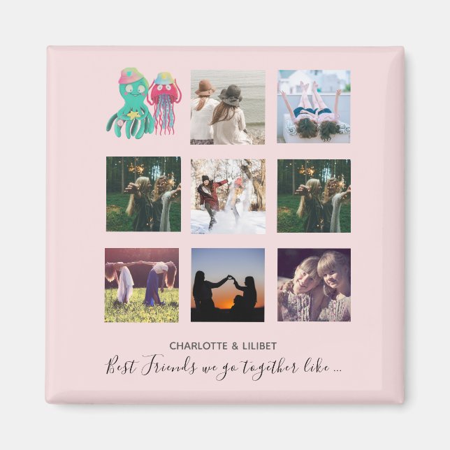 BESTE FREUNDIN Foto Collage Jellyfish Octopus Cust Magnet (Vorne)