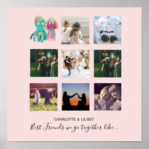 BESTE FREUNDIN Foto Collage Jellyfish Octopus Cust Poster