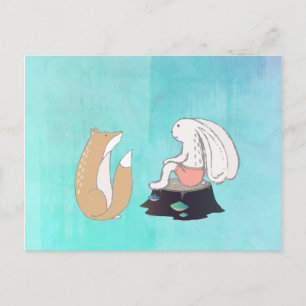 BESTE FREUNDIN Fox und Kaninchen Cartoon Sketch Postkarte