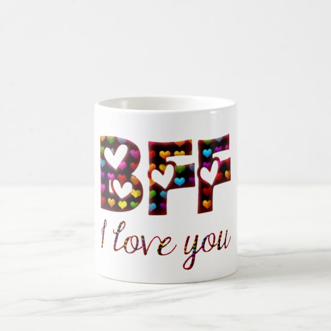 BESTE FREUNDIN I Liebe Sie Niedlich Herztypografie Tasse (Mittel)