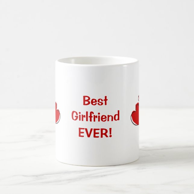 Beste Freundin je! Red Sketchy Hearts Tasse (Mittel)