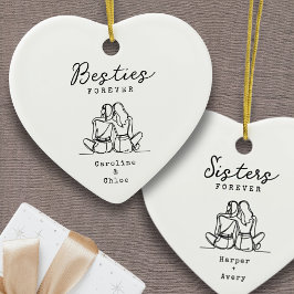 Beste-Freundin-Linienkunst personalisierte Namen A Keramik Ornament