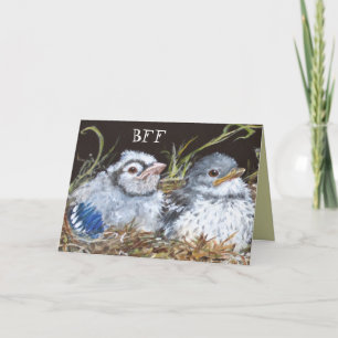 BESTE FREUNDIN mit Baby-Bluejay und Babymockingvog Karte