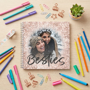Beste Freundin Pink Glitter Bestie Foto Erinnerung Notizbuch