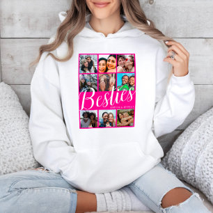 Beste Freundin Pink & White 9-Foto-Collage Hoodie