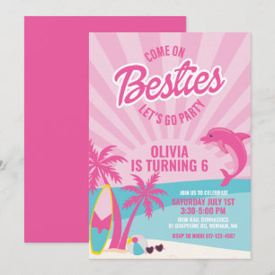 Beste Freundin pinker Malibu Strand Geburtstag Einladung