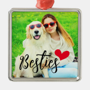 Beste Freundin Süße Hundemama Rotes Herz Foto Ornament Aus Metall