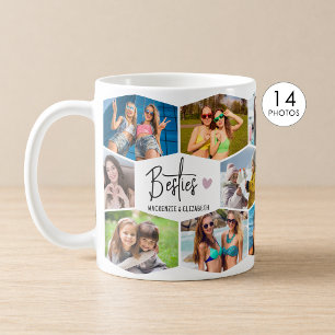 Beste Freundinnen 14 Foto-Collage Sechseck-Muster Kaffeetasse