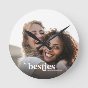 Beste Freundinnen Benutzerdefiniertes Foto Runde Wanduhr