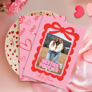 Beste Freundinnen für immer Rosa Schleife Galentin Feiertagskarte