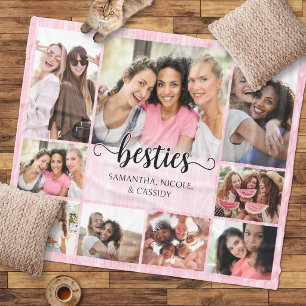 Beste Freundinnen Pink Foto Collage Fleecedecke