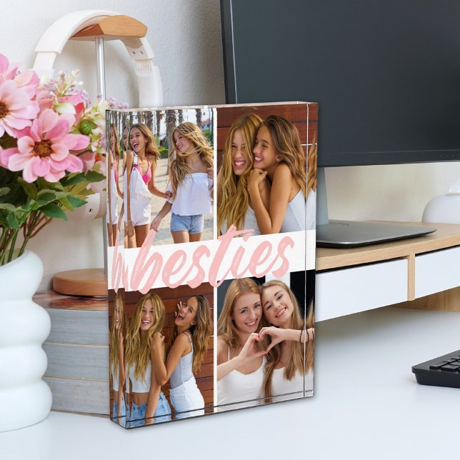 Beste Freundinnen Rosa Schrift Collage Fotoblock (Von Creator hochgeladen)