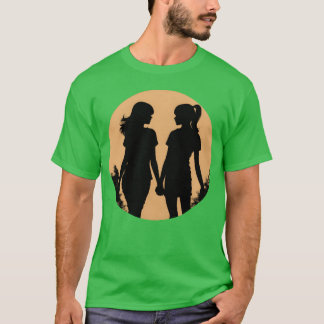 Beste Freundinnen von Frauen halten Händchen retro T-Shirt